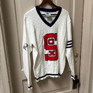 Chicago White Sox Cable Knit Varsity Sweater Blue Moon SGA 125th Anniversary XL